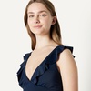 Amazon Essentials Women’s Ruffle V-Neck One-Piece Swimsuit(Navy)