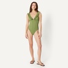 Amazon Essentials Women’s Ruffle V-Neck One-Piece Swimsuit(Olive)
