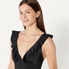 Amazon Essentials Women’s Ruffle V-Neck One-Piece Swimsuit(Washed Black)