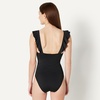 Amazon Essentials Women’s Ruffle V-Neck One-Piece Swimsuit(Washed Black)