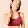 Amazon Essentials Women’s Scoop Neck Swim Crop Top(Brick Red)