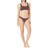 Amazon Essentials Women’s Scoop Neck Swim Crop Top(Brick Red Leopard)