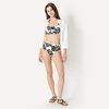 Amazon Essentials Women’s Scoop Neck Swim Crop Top(Cream Black Floral)