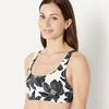 Amazon Essentials Women’s Scoop Neck Swim Crop Top(Cream Black Floral)