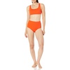 Amazon Essentials Women’s Scoop Neck Swim Crop Top(Orange)