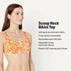 Amazon Essentials Women’s Scoop Neck Swim Crop Top(Rust Orange Abstract Palms)