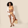 Amazon Essentials Women’s Scoop Neck Swim Crop Top(Yellow Multi Folk Floral)