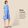 Amazon Essentials Women’s Short-Sleeve Crewneck Tiered Cotton Dress(Blue)