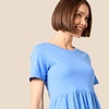 Amazon Essentials Women’s Short-Sleeve Crewneck Tiered Cotton Dress(Blue)