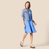 Amazon Essentials Women’s Short-Sleeve Crewneck Tiered Cotton Dress(Blue)