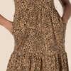 Amazon Essentials Women’s Short-Sleeve Crewneck Tiered Cotton Dress(Dark Camel Leopard)