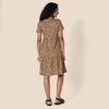Amazon Essentials Women’s Short-Sleeve Crewneck Tiered Cotton Dress(Dark Camel Leopard)