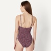 Amazon Essentials Women’s Squareneck One-Piece Swimsuit(Brick Red Lilac Leopard)