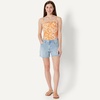 Amazon Essentials Women’s Squareneck One-Piece Swimsuit(Rust Orange Abstract Palms)