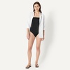 Amazon Essentials Women’s Squareneck One-Piece Swimsuit(Washed Black)