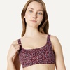 Amazon Essentials Women’s Squareneck Swim Bikini Top(Brick Red Lilac Leopard)