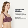 Amazon Essentials Women’s Squareneck Swim Bikini Top(Brick Red Lilac Leopard)