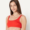 Amazon Essentials Women’s Squareneck Swim Bikini Top(Bright Poppy Red)