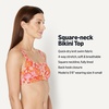 Amazon Essentials Women’s Squareneck Swim Bikini Top(Bright Poppy Red Folk Floral)