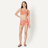 Amazon Essentials Women’s Squareneck Swim Bikini Top(Bright Poppy Red Folk Floral)