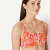 Amazon Essentials Women’s Squareneck Swim Bikini Top(Bright Poppy Red Folk Floral)