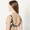 Amazon Essentials Women’s Squareneck Swim Bikini Top(Cream Black Floral)