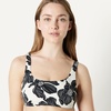 Amazon Essentials Women’s Squareneck Swim Bikini Top(Cream Black Floral)