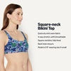 Amazon Essentials Women’s Squareneck Swim Bikini Top(Deep Blue Paisley)