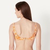 Amazon Essentials Women’s Squareneck Swim Bikini Top(Rust Orange Abstract Palms)