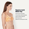 Amazon Essentials Women’s Squareneck Swim Bikini Top(Rust Orange Abstract Palms)