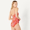 Amazon Essentials Women’s Thin Strap One-Piece Swimsuit with Adjustable Straps(Bright Red Multi Folk Floral)
