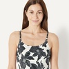 Amazon Essentials Women’s Thin Strap One-Piece Swimsuit with Adjustable Straps(Cream Black Floral)