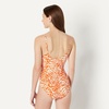 Amazon Essentials Women’s Thin Strap One-Piece Swimsuit with Adjustable Straps(Rust Orange Abstract Palms)