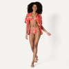 Amazon Essentials Women’s Tie Side Bikini Bottom(Bright Red Multi Folk Floral)