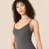 Amazon Essentials Women’s V Neck Slim Fit Cotton Layering Slip Dress with Adjustable Elastic Cami Straps(Charcoal Grey/Light Heather Grey)