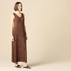 Amazon Essentials Women’s V-Neck Maxi Dress with Side-Slits, Jersey(Dark Toffee Brown  Small Ikat Animal)