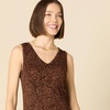 Amazon Essentials Women’s V-Neck Maxi Dress with Side-Slits, Jersey(Dark Toffee Brown  Small Ikat Animal)