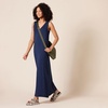 Amazon Essentials Women’s V-Neck Maxi Dress with Side-Slits, Jersey(Navy)