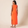 Amazon Essentials Women’s V-Neck Maxi Dress with Side-Slits, Jersey(Orange)