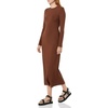 Amazon Essentials Women’s Wide Rib Open Back Long Sleeve Dress (Previously Daily Ritual)(Chocolate)