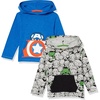 Amazon Essentials Disney | Marvel | Star Wars Boys and Toddlers’ Lightweight Hooded Long-Sleeve T-Shirts, Pack of 2(2-pack Marvel Captain America)