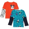 Amazon Essentials Disney | Marvel | Star Wars Boys and Toddlers’ Long-Sleeve 2-in-1 T-Shirts, Pack of 2(2-pack Mickey Face)