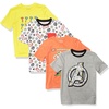 Amazon Essentials Disney | Marvel | Star Wars Boys and Toddlers’ Short-Sleeve T-Shirts, Multipacks(4-pack Marvel Power)