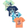 Amazon Essentials Disney | Marvel | Star Wars Boys and Toddlers’ Short-Sleeve T-Shirts, Multipacks(4-pack Mickey Beach)