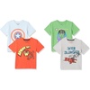 Amazon Essentials Disney | Marvel | Star Wars Boys and Toddlers’ Short-Sleeve V-Neck Cotton Jersey T-Shirts, Pack of 4(4-pack Marvel Iconic Friends)