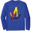Amazon Essentials Marvel Avengers Multi Hero Logo Collage Long Sleeve T-Shirt(Royal Blue)