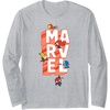 Amazon Essentials Marvel Block Letters With Five Tiny Super Heroes Long Sleeve T-Shirt(Heather Grey)