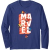 Amazon Essentials Marvel Block Letters With Five Tiny Super Heroes Long Sleeve T-Shirt(Navy Blue)