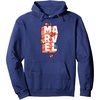 Amazon Essentials Marvel Block Letters With Five Tiny Super Heroes Pullover Hoodie(Navy Blue)