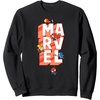 Amazon Essentials Marvel Block Letters With Five Tiny Super Heroes Sweatshirt(Black)